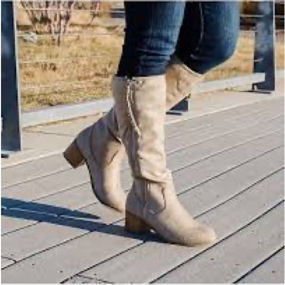 Journee Sanora Women’s Size 8.5 Mid-Calf Zipper Boots In Stone Color 8 1/2 - Picture 5 of 8